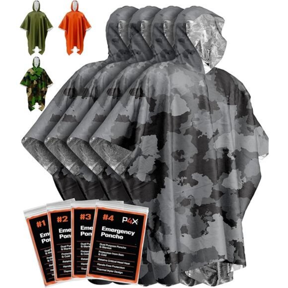 Emergency Poncho and Mylar Blanket Liner - Waterproof, Wind-Resistant Raincoat - Picture 1 of 7
